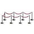 Montour Line Stanchion Post and Rope Kit Sat.Steel, 8 Flat Top 7 Maroon Rope C-Kit-8-SS-FL-7-PVR-MN-PS